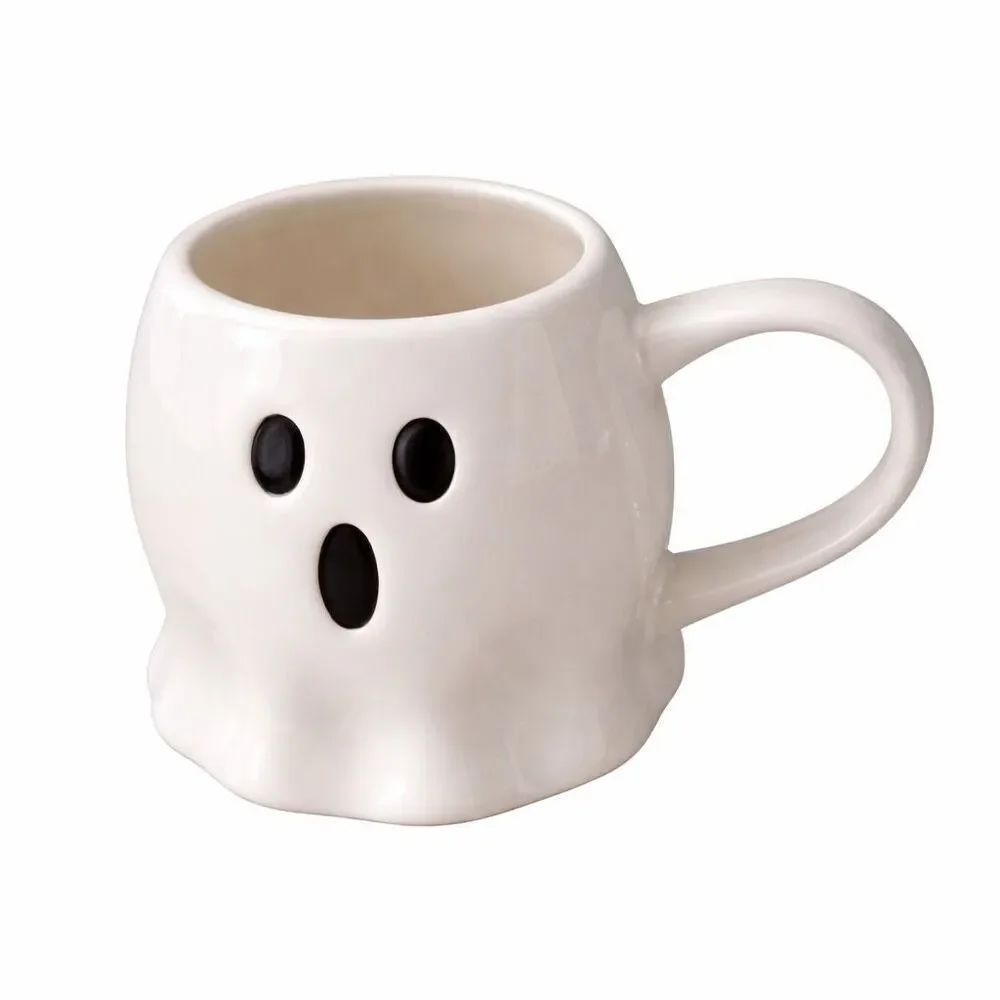 Williams Sonoma Ghost Mug 19oz Halloween Stoneware Spooky Face NWT Coffee Cup